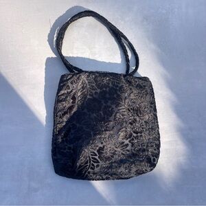 Black Floral Velvet Burnout Shoulderbag